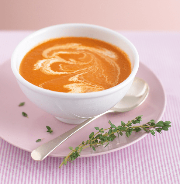 carrot and coriander soup, soup, tomato soup, soup recipe, recipe for tomato soup, tomato and vegetable soup, annabel karmel