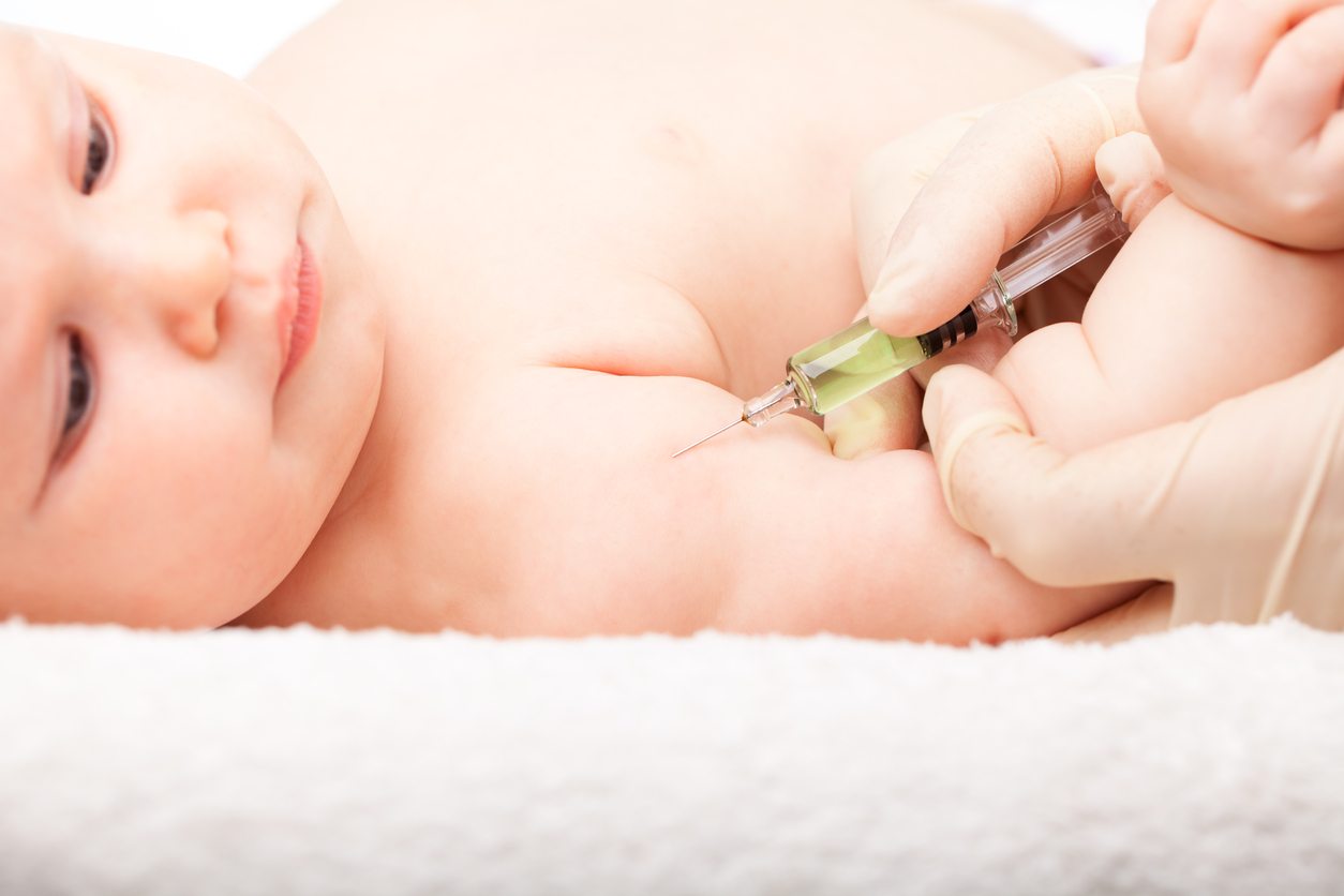 Infant gets an injection