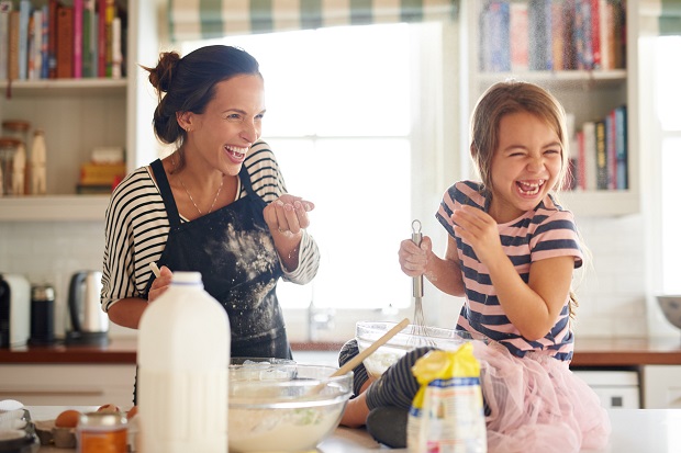 little girl cooking in the kitchen